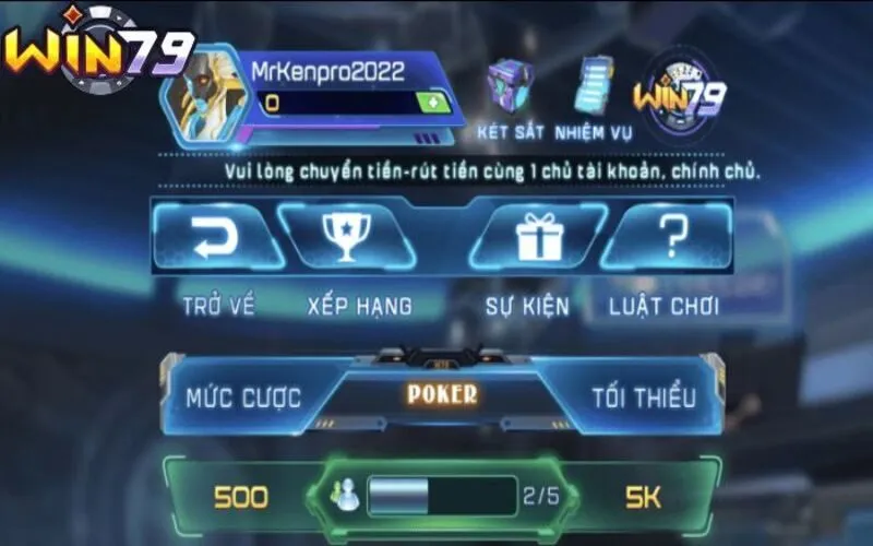 Mức cược khi chơi poker ở WIN79 rất đa dạng