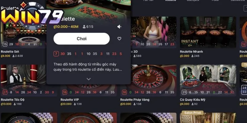 Roulette có khá nhiều phiên bản cá cược khác nhau để người chơi lựa chọn.